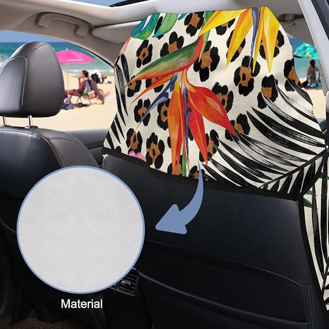 Tropical Plants Car Towel Seat Cover Breathable Non-Slip Car Seat Cover Protector Removable Automotive Accessories for Cars SUV Trucks - Image 3