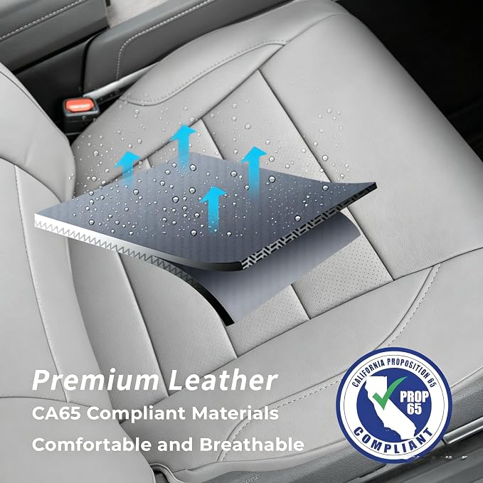 Silverado Seat Covers for 2019-2026 Chevy Silverado & GMC Sierra 1500/2500/3500 CrewCab w/Rear Seat Storage Pickup Seat Cushion,Waterproof Faux Leather Truck Seat Protector(Full Set,Grey) - Image 9