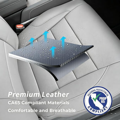 Silverado Seat Covers for 2019-2026 Chevy Silverado & GMC Sierra 1500/2500/3500 CrewCab w/Rear Seat Storage Pickup Seat Cushion,Waterproof Faux Leather Truck Seat Protector(Full Set,Grey) - Image 9