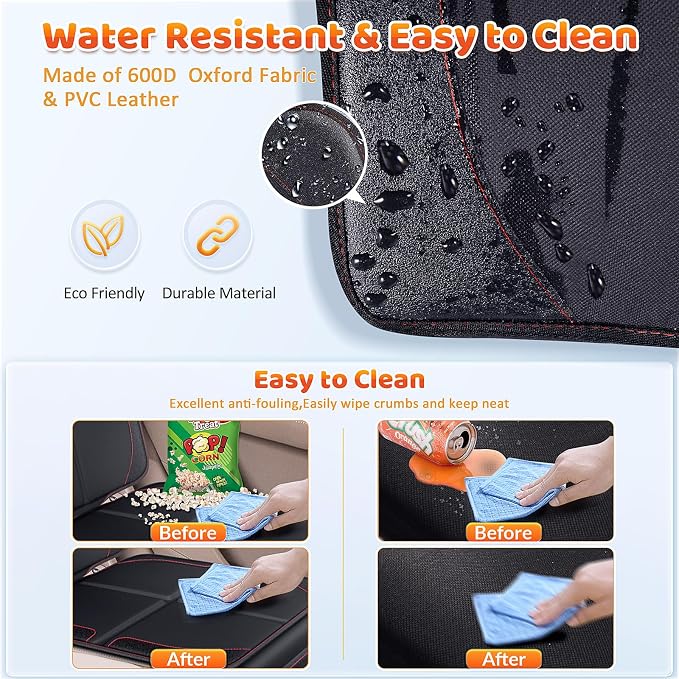 Gimars Car Seat Protector, 2 Pack, Waterproof 600D Fabric Carseat Protector Car Seat Cover for Child Car Seat with Nonslip Backing Mesh Pockets for Baby and Pet SUV Sedan Truck Leather Seats - Image 7