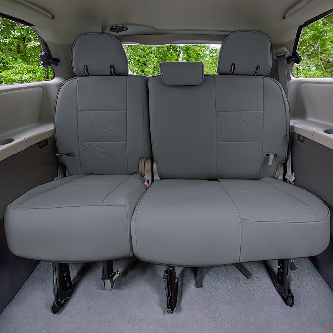 FH Group Custom Fit Car Seat Covers Specifically Made for 2011-2020 Toyota Sienna 7 Passenger, Car Seat Cover 3rd Row, Automotive Seat Covers in Solid Gray Faux Leather, Waterproof and Washable - Image 2