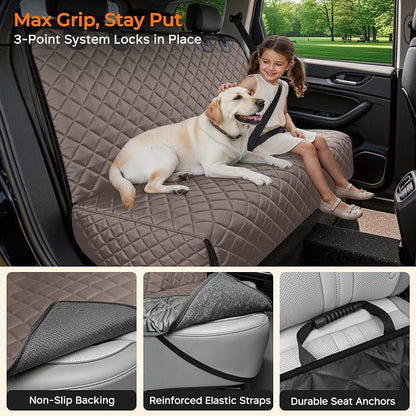 URPOWER Dog Car Seat Cover for Back Seat, Waterproof Car Seat Protector | Non-Slip, Scratch-Resistant, Machine-Washable Rear Bench Seat Cover - Image 4