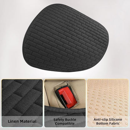 Black Linen Car Seat Covers Front Seats 2 Pcs Seat Covers for Car Truck SUV | Front Seat Covers with Storage Pocket, Bottom Auto Seat Cushion Pad Mat for Most Vehicles - Image 4