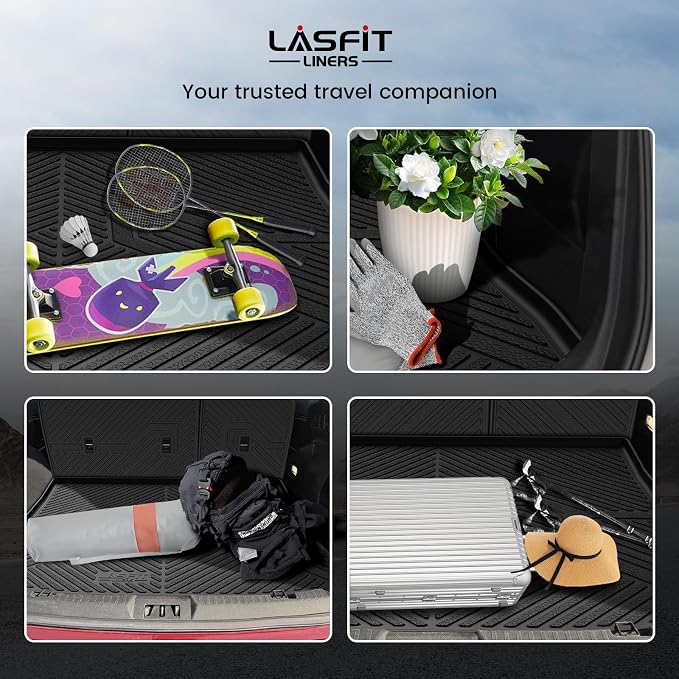 LASFIT Floor Mats&Cargo Backrest Mat for Ford Edge 2015-2024 | Floor Liners Costom Fit All Weather Protection TPE Easy Clean, Keep Your Car Trunk Clean and Tidy,1pcs. - Image 5