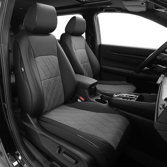 Custom Fit Seat Covers for Honda CRV: 2023 2024 2025 2026 | Full Set Faux Leather Car Seat Cover Waterproof Airbag Compatible (5 Seats,Black&Grey) by AOMSAZTO