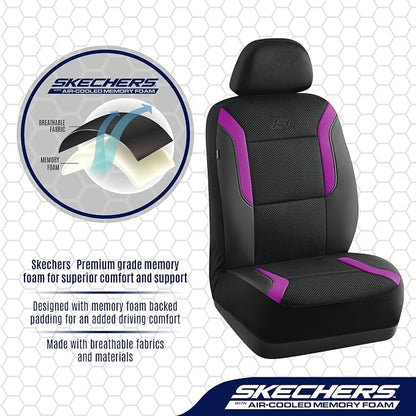 Skechers Memory Foam™ Car Seat Covers, Air Cool Mesh Thick Seat Covers, Car Seat Full Sets, Airbag Compatible, Automotive Comfort Protection for Most Cars,Vans,Trucks, SUVs,Purple - Image 5