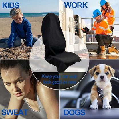 Waterproof Car Seat Cover for Front Seats, Protector for Cars SUVs Trucks, Sweat Towel Seat Covers Bucket for Gym,Workout,Beach,Hiking,Running (Black, 1PC) - Image 5