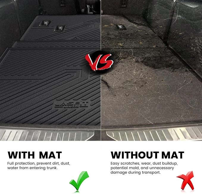 LASFIT Trunk Mat for Chevy Suburban/GMC Yukon XL/Escalade ESV 2021-2026 | Only with 3rd Row Backrest Mat; Only Yukon XL, Not Yukon/Only Escalade ESV, Not Escalade; Edge to Edge Coverage,Easy to Wash - Image 6