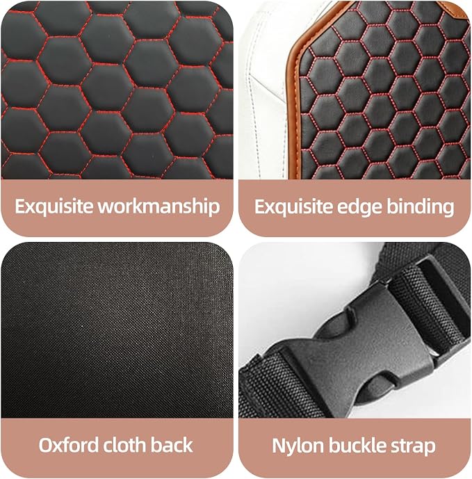 Car Seat Back Protector, Waterproof Faux Leather Kick Mat, Red, 1 Pack | Wide-Coverage Protection with an Easy-Clean Faux Leather Surface - Image 4