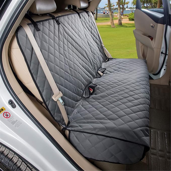 VIEWPETS Bench Car Seat Cover Protector, Waterproof Heavy-Duty, Grey | Nonslip Dog Back Seat Cover Protect from Mud, Spills, Scratches, Machine Washable, Universal Fit for Vehicles, Trucks&SUVs - Image 2