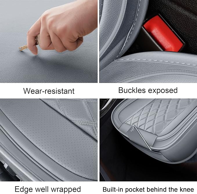 Front Seat Covers,2PCS Leather Car Seat Covers for Sedan SUV Truck | Seat Covers Gray,Breathable Car Seat Cover,2PCS Front Universal Seat Cover ,Seat Protector For Families, Pets Commuters - Image 5