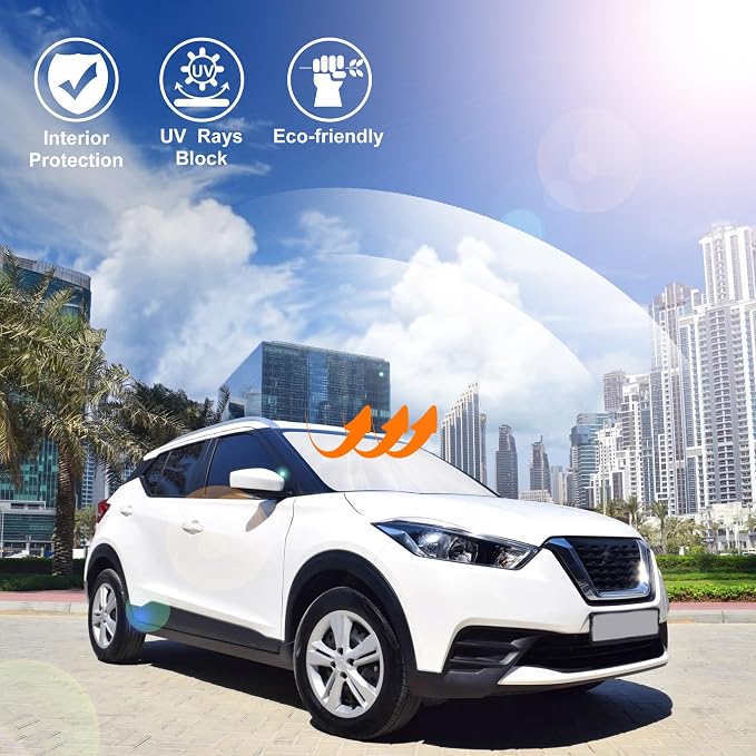 Windshield Sun Shade for 2018-2024 Nissan Kicks Accessories | Full covered, Block UV Rays, Reduce Heat, Easy to install, Keep Car Cooler - Image 5