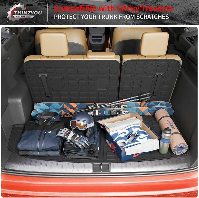 Trunk Mat & Backrest Mats for 2018-2023 Chevrolet Traverse | 2024 Traverse Limited, Cargo Mat Cargo Liner Trunk Liner TPE Back Seat Cover Protector Chevy Traverse Accessories - Image 6