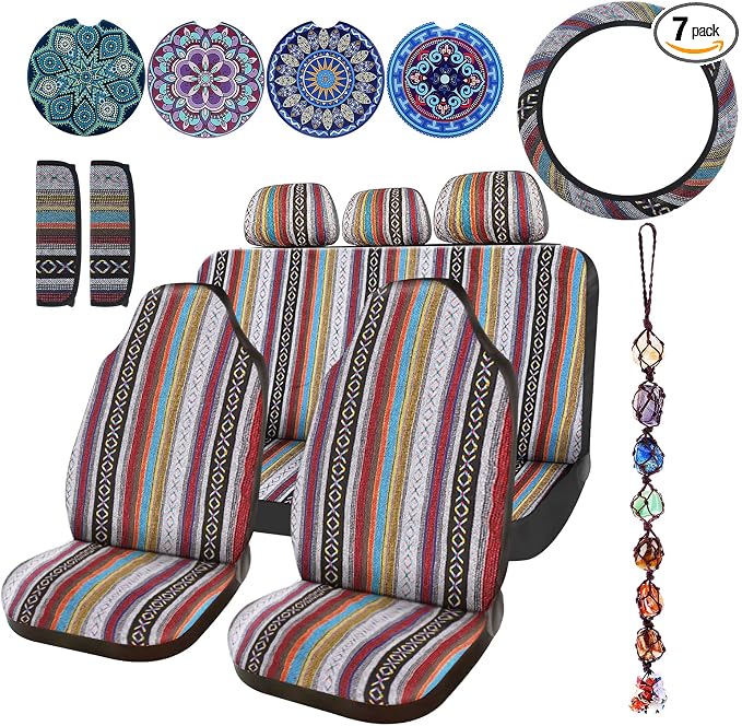 Frienda 14 Pcs Baja Saddle Blanket Car Seat Covers Full Set,Stripe Style by Frienda