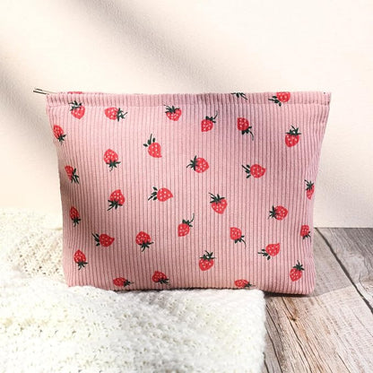 SOIDRAM 2 Pcs Cute Makeup Bag Large Cosmetic Bag Toiletry Bag Makeup Pouch Travel Bag Organizer Cute Makeup Brushes Aesthetic Accessories Storage Bag for Women Strawberry Pink Beige - Image 6