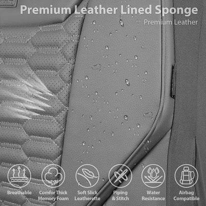 CAR PASS 3D Foam Faux Leather Car Seat Covers Full Set, Grey Breathable PU Leather Seat Covers for Cars, Luxury Universal Fit for SUVs Vans Sedan Truck Automotive, Armrest Airbag Compatible, All Gray - Image 5