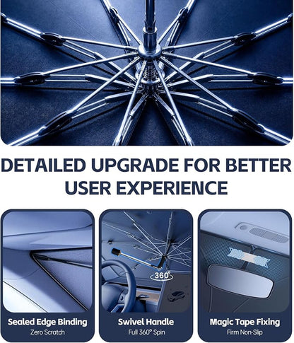 Windshield Sun Shade for Dodge Charger 2011-2024 with 360° Rotating Shaft | Custom Fit Umbrella Sunshade for UV Blocking, Interior Heat Protection, Easy Storage, UPF 50+ Cool Windshield Cover - Image 6