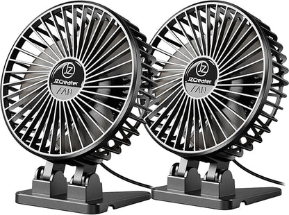 JZCreater USB Desk Fan, Mini Portable, 3 Speeds - Quiet Personal Cooling Fan for Home Desktop Office Travel Bedroom, Deep Black (2Pack) by JZCreater