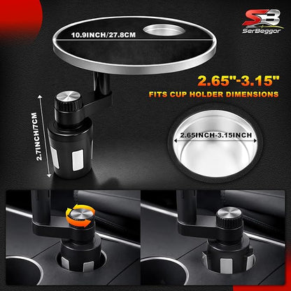 Car Desk for Laptop and Eating - 360°Rotating Cup Holder Table Tray -Black | Anti-Wobble Reinforced Support Compatible with Tesla Model 3/Y/S/X, Truck, SUV Non-slip Surface Fits 2.65"-3.15" Cup Holders - Image 5