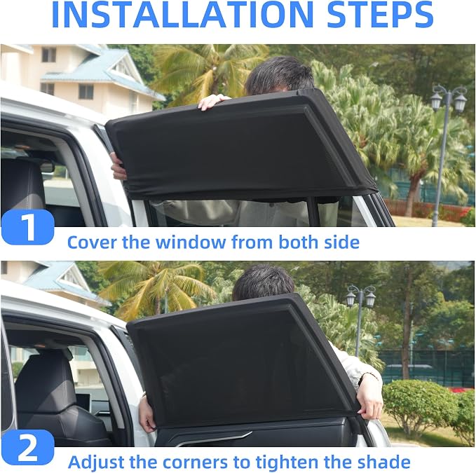 2026 New Upgrade Car Window Shades, 2 Pack Side Car Window Sun Shades for Camping, UV Protection Breathable Mesh Baby Window Covers, Window Screen for Car, Truck, SUV, Protect Privacy for Kids, Family - Image 7