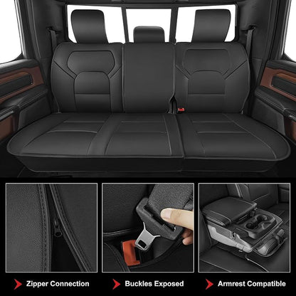 TTX LIGHTING Custom Fit Seat Covers for Dodge Ram 1500/2500/3500 2012-2026 | Heavy Duty Protection with Original Seat Pattern Waterproof Faux Leather Full Set for Truck Cab Flat Bench - Image 6