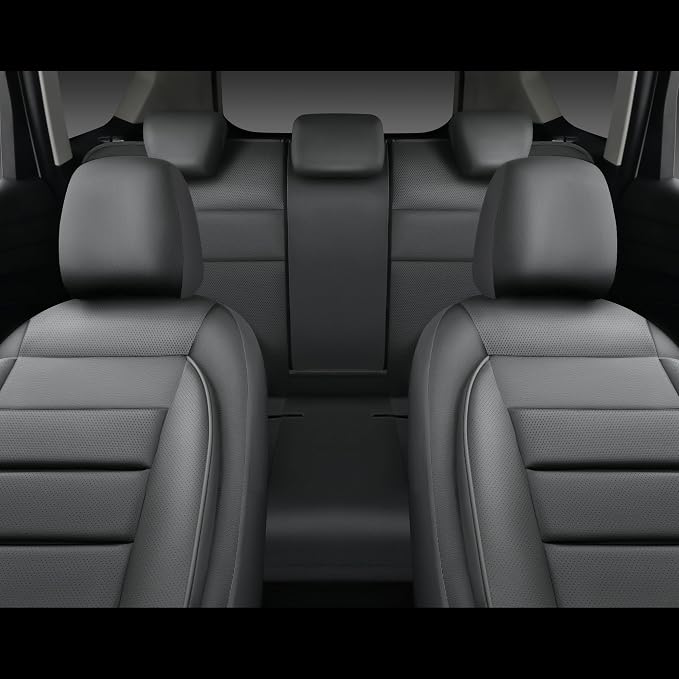 CAR PASS Leather Seat Covers Full Set Universal Water Resistant 3D Foam Back Support, Luxury Comfort Automotive 5 Seat Covers All Season Fit for SUV,Sedan,Van, Airbag Compatible Elegance (Gray) - Image 2