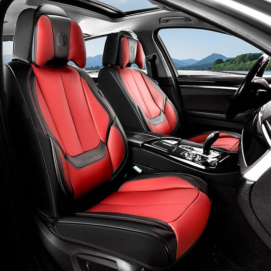 Coverado Car Seat Covers, Seat Covers for Cars, Waterproof Leather Auto Seat Protectors, Leather Car Seat Cushion, Car Interiors Accessories Universal Fit for Most Cars by COVERADOAUTO