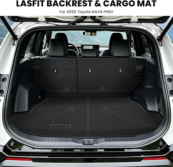 LASFIT Cargo Trunk Mat for Toyota RAV4 2026 PHEV Plug-in Hybrid | Not Fit Hybrid. Not Fit Cargo with Subwoofer 100% TPE All Weather Custom Fit Trunk & Backrest Mat Automotive Accessories - Image 4
