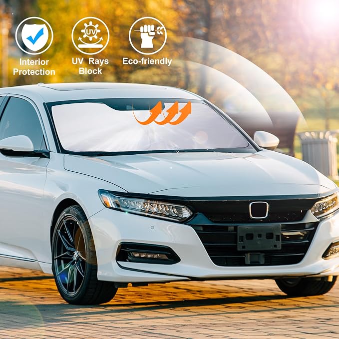 Windshield Sun Shade for 2018-2022 Honda Accord Sedan Accessories | Full covered, Foldable & Durable, Block UV Rays, Reduce Heat, Easy to install, Keep Car Cooler - Image 6