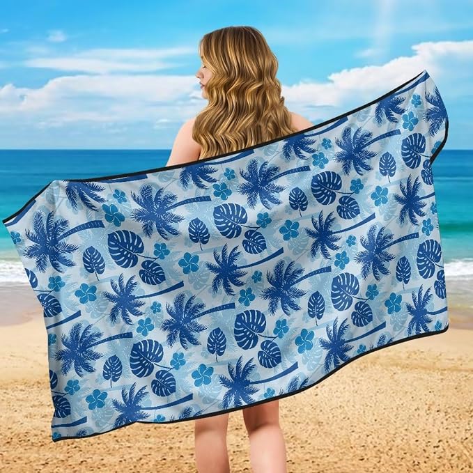 Palm Tree Print Car Seat Towel Cover Auto Front Seat Towel Cover | Sweat Seat Cover Protector with Storage Bag Hawaiian Palm Trees Print Car Interior Accessories Beach Yoga Swimming Towels - Image 5