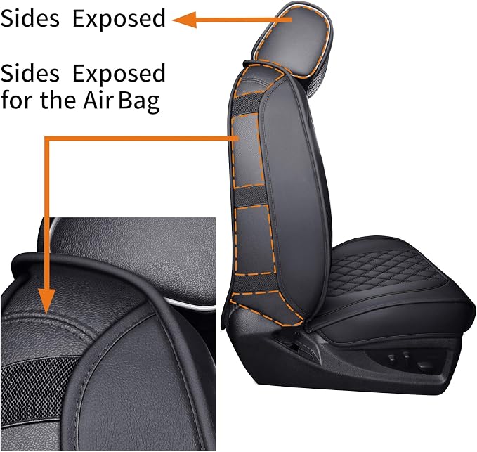 Seat Covers Chevy Chevrolet Silverado GMC Sierra 2007-2026 1500 2500HD | Aierxuan 3500HD Truck Pickup Waterproof Leather Protectors Custom Fit Trail Boss Z71 Crew Double Extended Cab Full Set Black - Image 4
