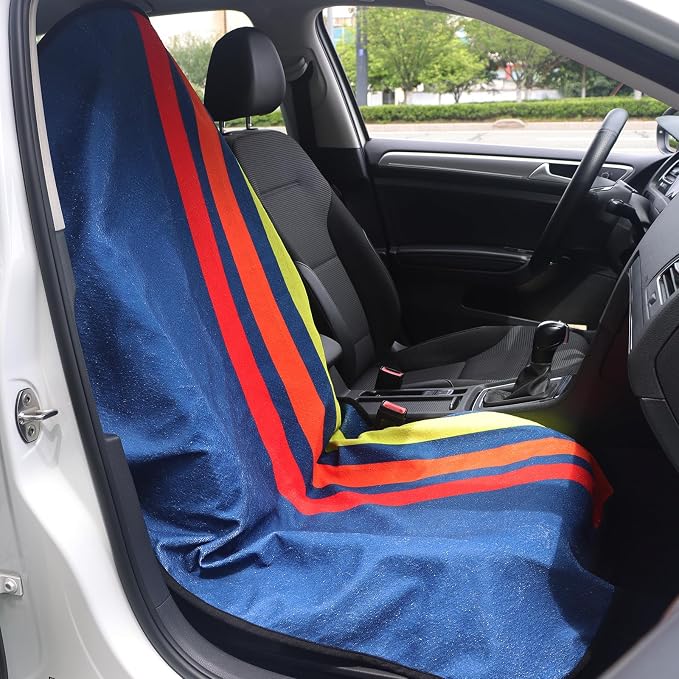 Car Seat Cover Protector Front Seats,for Gym Workout,Running,Swimming,Beach and Hiking,Waterproof Sweat Towel Bucket Seat Covers for Cars SUV Trucks (Racing Stripes, 1Pcs) - Image 2