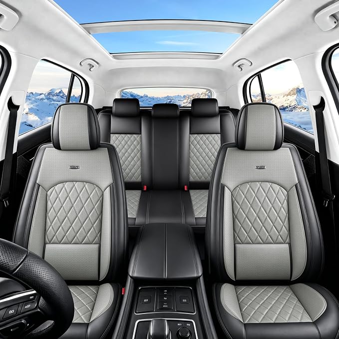 for Subaru Crosstrek 2016-2026 Car Seat Covers, Full Set, Gray | Luxury Full Coverage Leather Seat Protectors, Waterproof Breathable, Non-Slip, Easy to Install, Airbag Compatible, All-Season - Image 2