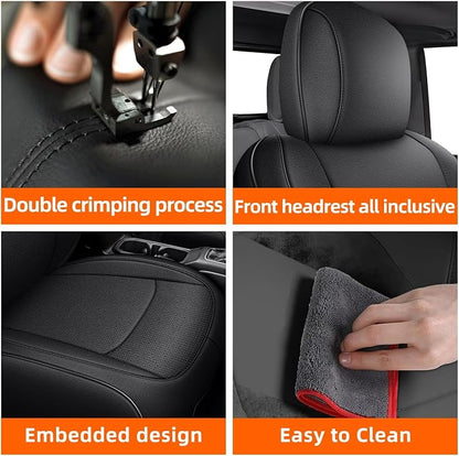 Custom Fit Seat Covers for Jeep Gladiator JT 2020 2021 2023 2024 2025 2026 Full Set Black Car Seat Protectors Premium Faux Leather Automobile Seat Seat Cover - Image 6