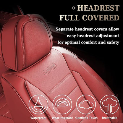 Coverado Car Seat Covers Front, Seat Covers for Cars, Waterproof 2-Pack Car Seat Cushions, Leather Carseat Seat Protectors, Universal Seat Covers Fit for Most Sedans SUV Pick-up Trucks(Red) - Image 5