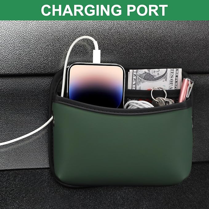Accmor Universal Car Pocket Organizer - PU Leather Pouch for Seat, Door, Window, Console - Holder for Cards, Trash, Cell Phone, Sunglasses - Image 4