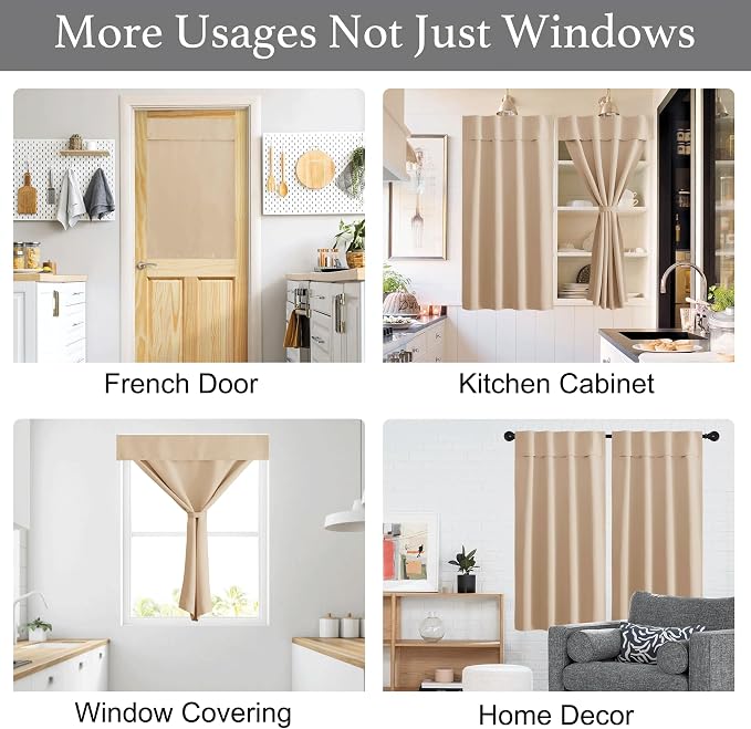 NICETOWN Biscotti Beige Sidelight Door Curtains 72 Inches Long for Kitchen | Farmhouse Self Stick Window Blinds Light Block Insulating Curtains for Baby Nursery, W36 x L72, 1 Piece - Image 2