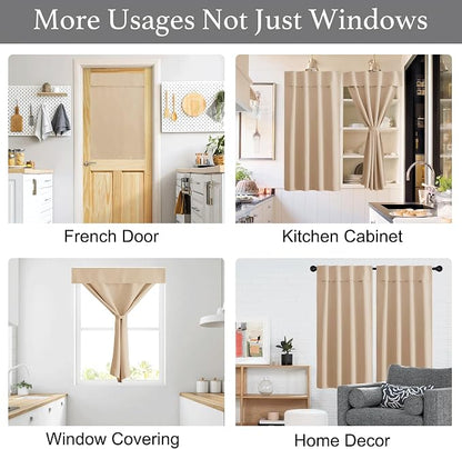 NICETOWN Biscotti Beige Sidelight Door Curtains 72 Inches Long for Kitchen | Farmhouse Self Stick Window Blinds Light Block Insulating Curtains for Baby Nursery, W36 x L72, 1 Piece - Image 2