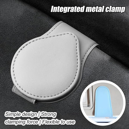 Sunglasses Holder for Car Visor, Magnetic Leather Sun Visor Eyeglasses Hanger & Ticket Card Clip, for Most Cars - Image 5