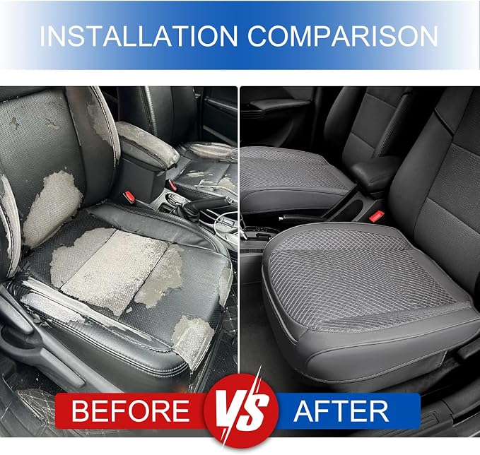 2 Pack Gray Ventilated Bottom Car Seat Cover | 3D Air Mesh, PU Leather, Breathable, Front, with Storage pocket, Universal Fit for Car Truck SUV, Easy to Install - Image 6