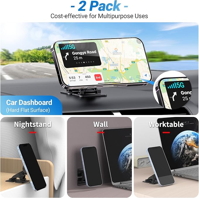 PROfezzion 2-Pack for MagSafe Mount Holder Fits Car Dashboard Home & Office | Strong 3M Adhesive, Powerful Magnets Compatible with MagSafe for iPhone 17 16 15 14 13 12 Pro Max Plus Air & All Phones - Image 5