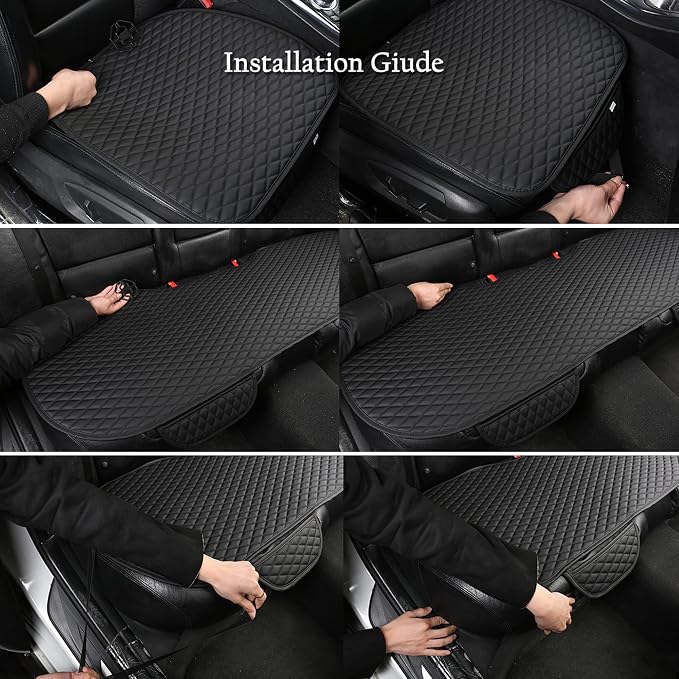 West Llama Pu Leather Car Seat Bottom Covers Protectors Include 1 Rear Bench Seat Cover Universal Fit 90% Vehicles,Gray - Image 6