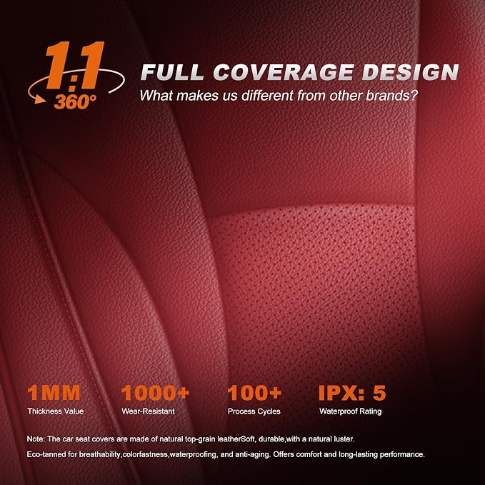 Custom Fit Seat Covers for Honda Accord 2023 2024 2025 2026 | EX,EX-L,Hybrid,Sport,Touring(RearRow W/40/60 Split Backrest)Full Set Faux Leather Compatible Airbag Seat Protector Red - Image 9