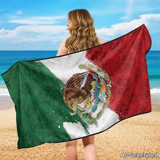 SEANATIVE Car Seat Towel Cover, Universal Car Seat Cover and Changing Towel, Super Absorbent Transition & Seat Wrap, Ideal for Gym Swimming Surfing Running, Mexican Flag Print - Image 4