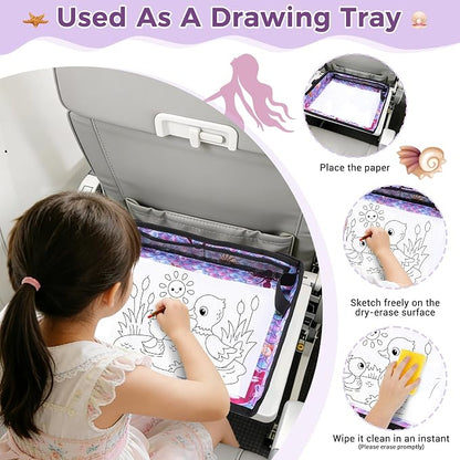 COOLBEBE Airplane Tray Table Cover, Foldable Travel Tray Cover | for Toddlers 1-3, Universal Fit for Airplane, Car Seat, High Chair, Machine Washable, Mermaid - Image 3