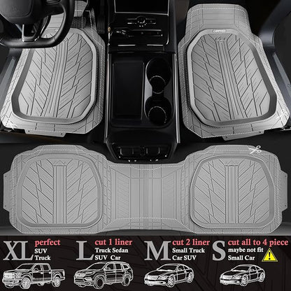 CAR PASS Deep Dish Rubber Floor Mats for Cars Full Set,Heavy Duty Car Mats,Universal Waterproof Trim-to Fit Automotive Floor Mats for Truck Van SUV, Durable All-Weather Car Mats 3-Piece (Light Gray) - Image 4