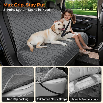 URPOWER Dog Car Seat Cover for Back Seat, Waterproof Car Seat Protector | Non-Slip, Scratch-Resistant, Machine-Washable Rear Bench Seat Cover - Image 4