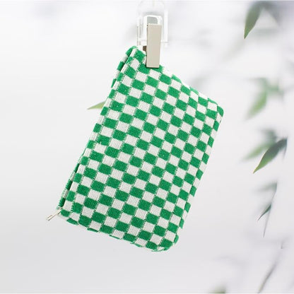 PAZIMIIK Checkered Makeup Bag for Purse, Small Flat Cosmetic Pouch,Green | Cute Zipper Makeup Organizer for Women, Travel Essentials, Toiletries, Makeup Brushes, Beauty Accessories&Bridesmaid Gifts - Image 6