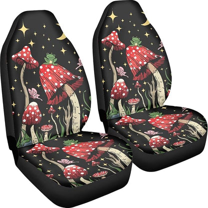 Car Seat Cover, Mushroom with Star Auto Seat Protector Front Seat Cover Set, SUV/Truck/Van/Car Universal Seat Covers, Set of 2 - Image 4