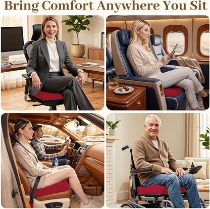 TranquilRelax 2XL Memory Foam Seat Cushion for Office Chair, 3.7-Inch, Red | Medium-firm Support for Long Sitting, Washable Mesh Cover, Non-slip Base, Perfect for Car Seats & Short Drivers - Image 6